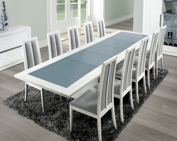 Mesa-de-sala-Elegance-tampo-vidro-pé-duplo-aberta